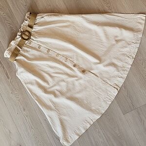 4Our Dreamers Linen A-Line Button Down Boho Rustic Skirt, Large‎